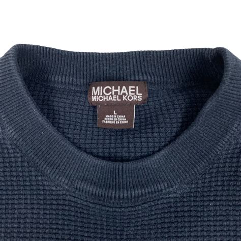 Micheal Kors Men’s Waffle Knit Pullover Sweater Sz L Gray 